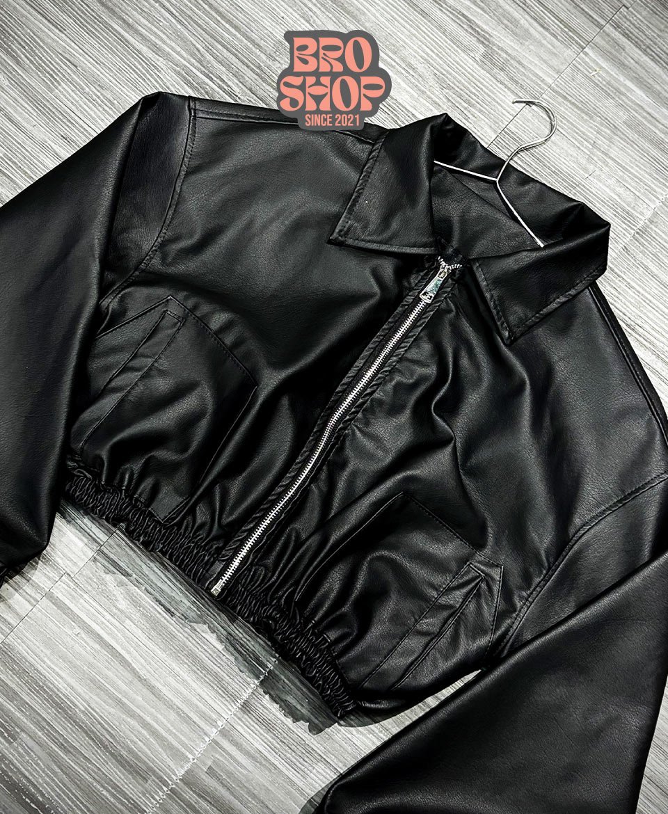 Biker Crop Midnight Leather Urban Classic