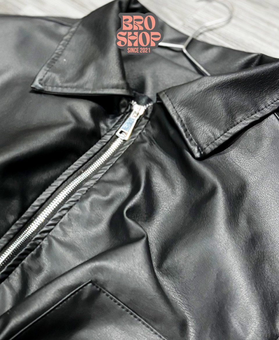 Biker Crop Midnight Leather Urban Classic - Image 3