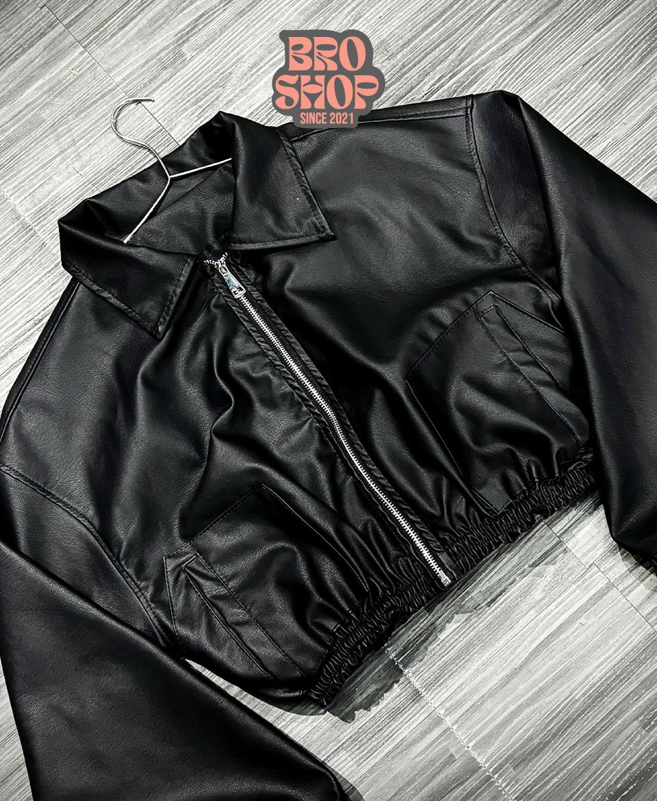 Biker Crop Midnight Leather Urban Classic - Image 2