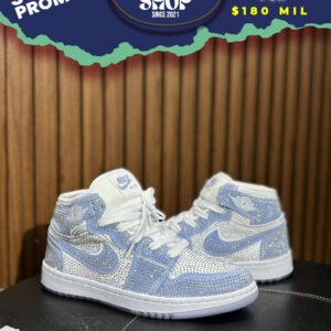 Air Jordan 1 Mid Retro Blue Ice Rhinestones