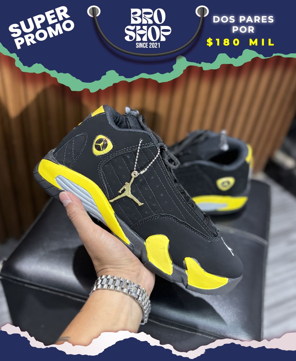 Air Jordan 14 Retro Thunder Black Yellow - Image 2