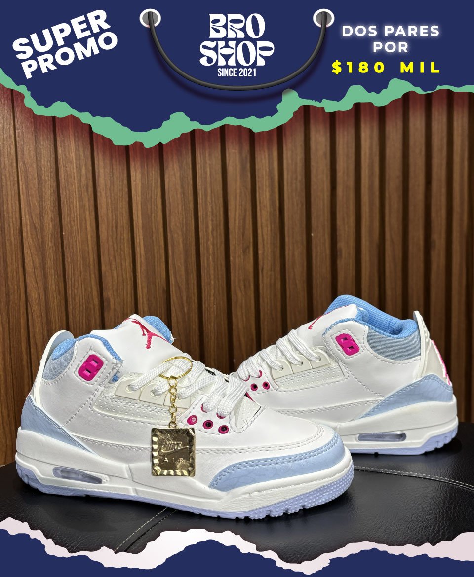 Air Jordan 3 Retro White Light Blue Pink - Image 2