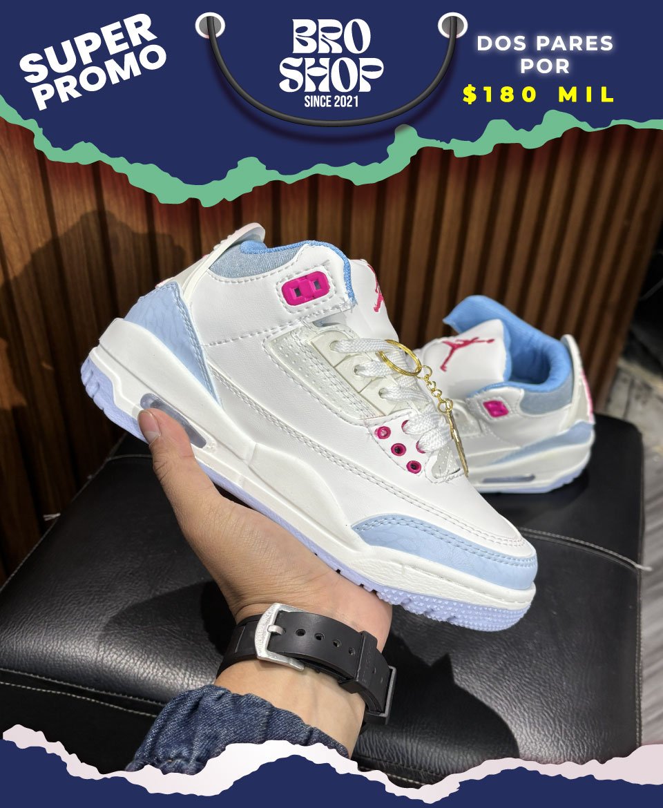 Air Jordan 3 Retro White Light Blue Pink