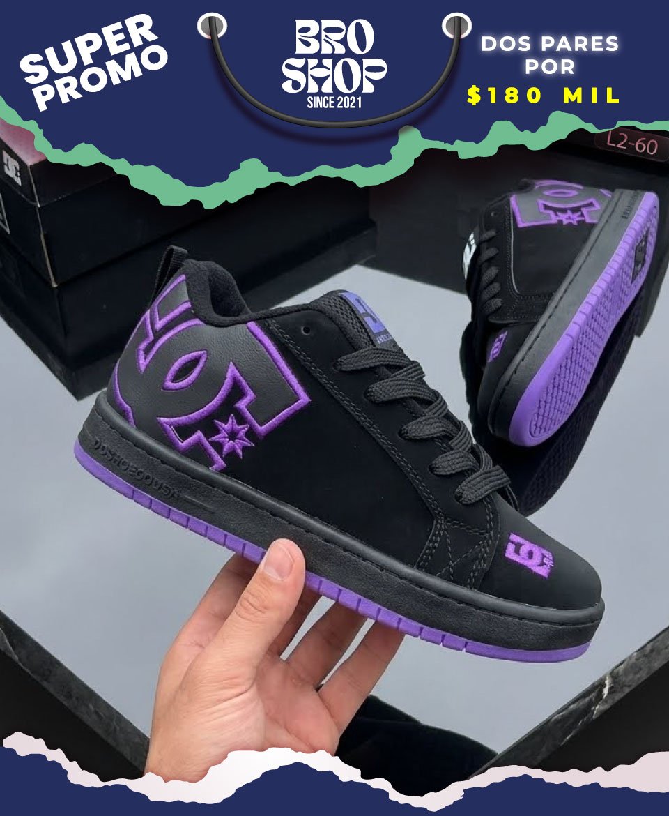 DC Shoes Court Graffik Black Purple -Nubuck Edition - Image 2