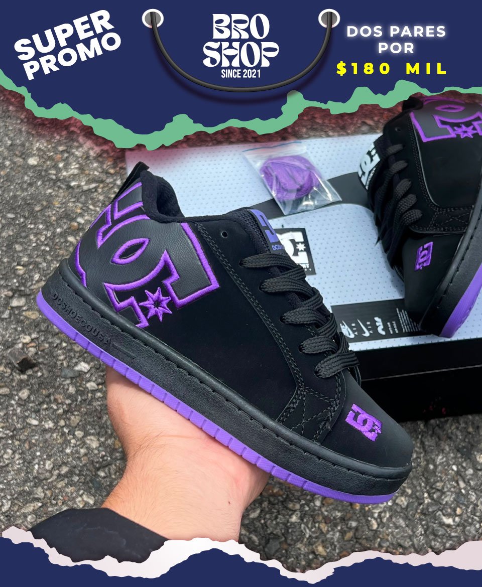 DC Shoes Court Graffik Black Purple -Nubuck Edition