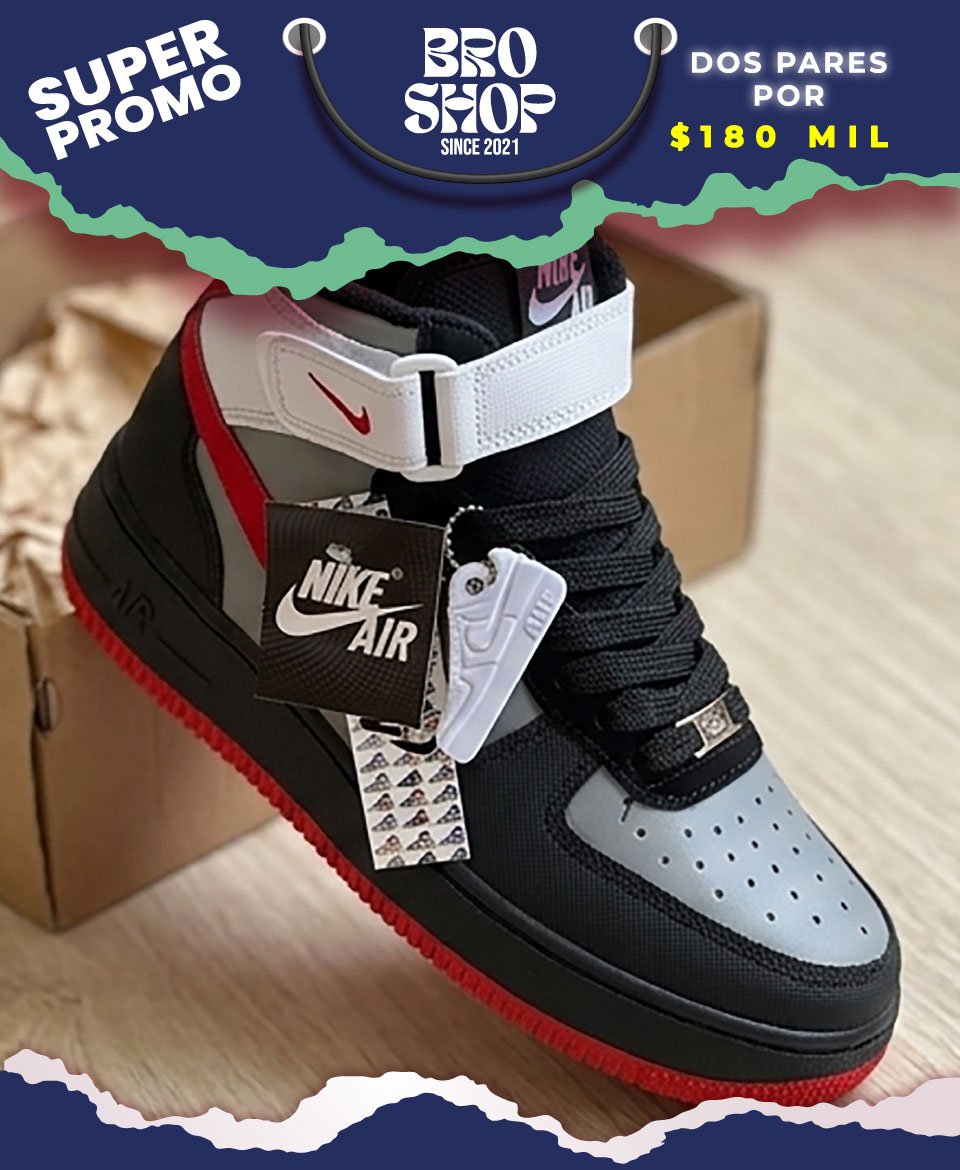 Nike Air Force 1 Mid Shadow Black Grey Red - Image 3