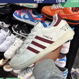 Adidas Superstar White Burgundy Stars