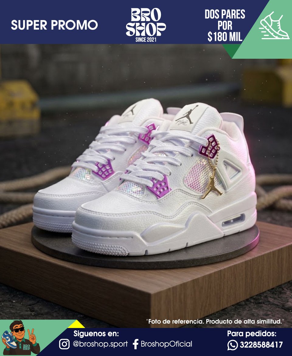 Air Jordan 4 Retro White Metallic Fuchsia & Iridescent - Image 2