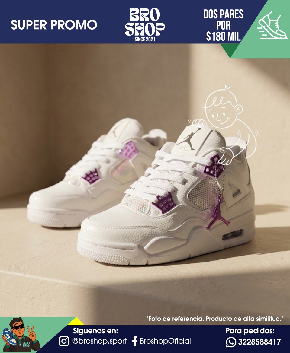 Air Jordan 4 Retro White Metallic Fuchsia & Iridescent - Image 3