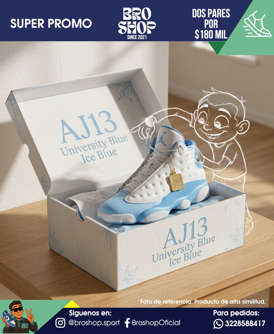Air Jordan 13 Retro University Blue Ice Blue - Image 4